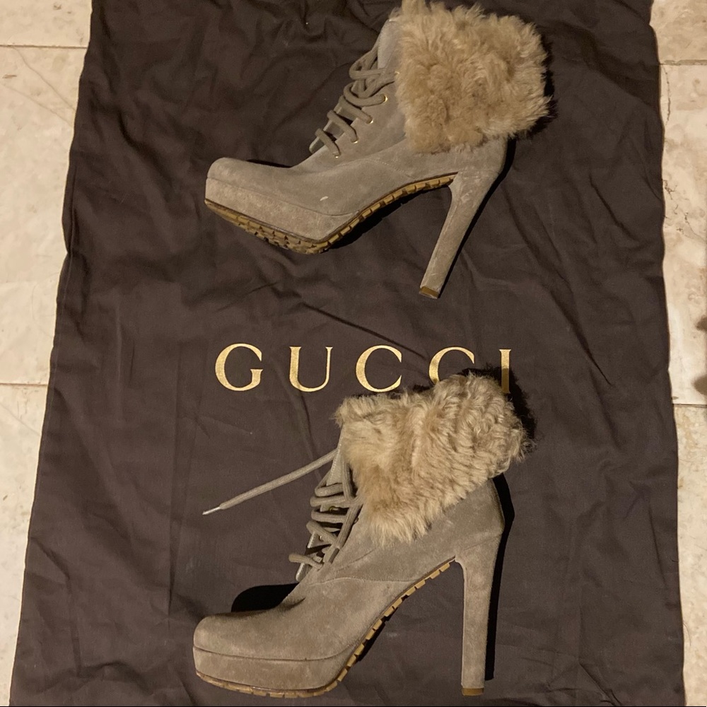 Gucci suede grey booties 38.5 - Picture 4 of 5